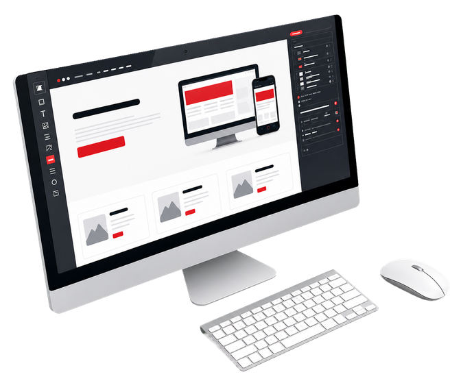 Responsive website preview on a desktop workstation